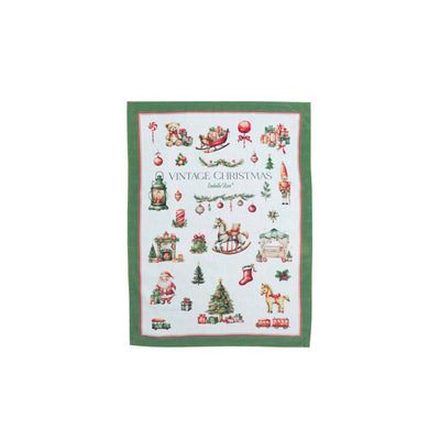 Tea Towel Vintage Christmas-Material 100% cotton-Size 70cm x 50cm-Chefs Bazaar
