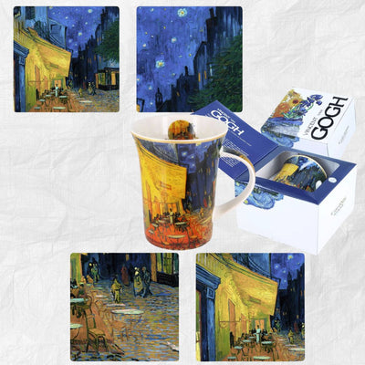 Van Gogh "Cafe Terrace at Night" Ceramic Coasters and Mug Set-Gift Boxed-Chefs Bazaar