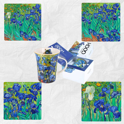 Van Gogh Irises Porcelain Mug and Ceramic Coasters Set-Gift Boxed-Chefs Bazaar