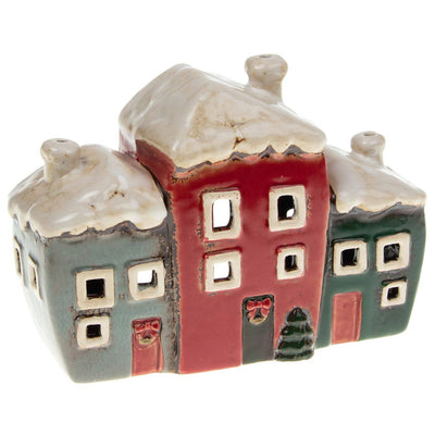 Village Pottery Xmas 3 Houses Tealight - Chefs Bazaar