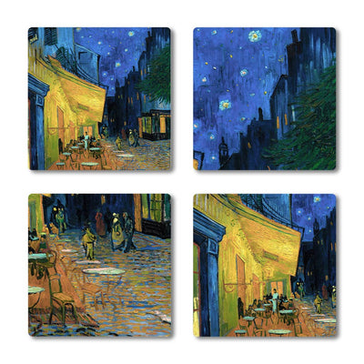 van Gogh "Cafe Terrace at Night" Coasters-Size 10cm x 10cm-Material Ceramic-Chefs Bazaar