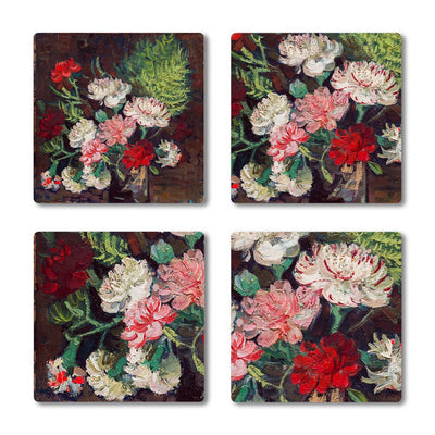 van Gogh "Carnations" Coasters-Size 10cm x 10cm-Material Ceramic-Chefs Bazaar