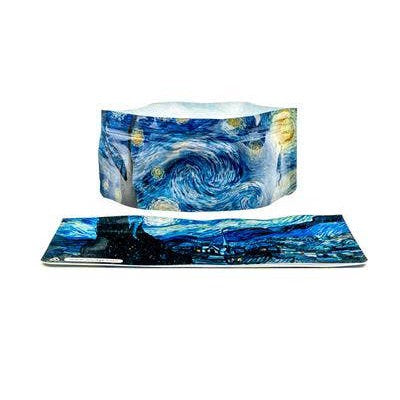 Vincent van Gogh Starry Night Dog Bowl-Size 26cm x 16cm-BPA free plastic-2 dog bowls with zip closure-Chefs Bazaar