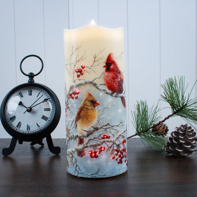 Winter Cardinals Fibre Optic Candle - Chefs Bazaar
