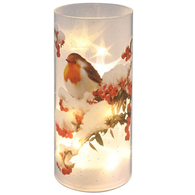 Xmas Glow Lamp Snowy Robin Large - Chefs Bazaar