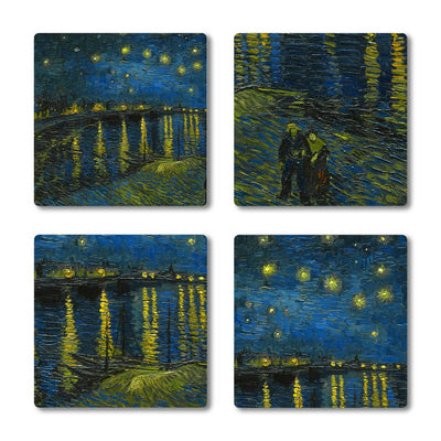 van Gogh "Over the Rhone" Coasters-Size 10cm x 10cm-Material Ceramic-Chefs Bazaar