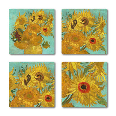 van Gogh "Sunflowers" Coasters--Size 10cm x 10cm-Material Ceramic-Chefs Bazaar