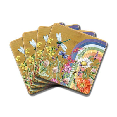 Coaster Set Wildflower Rainbow-Lisa Pollock-Chefs Bazaar