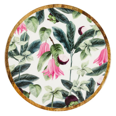 Mango Wood Round Platter – Summer Bells White-Sanctuary Studio-Chefs Bazaar