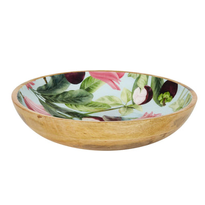 Mango Wood Serving/Salad Bowl - Summer Bells Blue-Sanctuary Studio-Chefs Bazaar