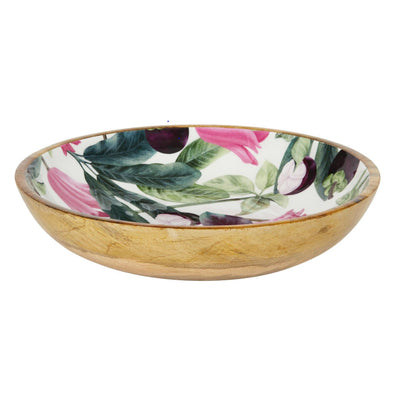 Mango Wood Serving/Salad Bowl - Summer Bells White-Sanctuary Studio-Chefs Bazaar